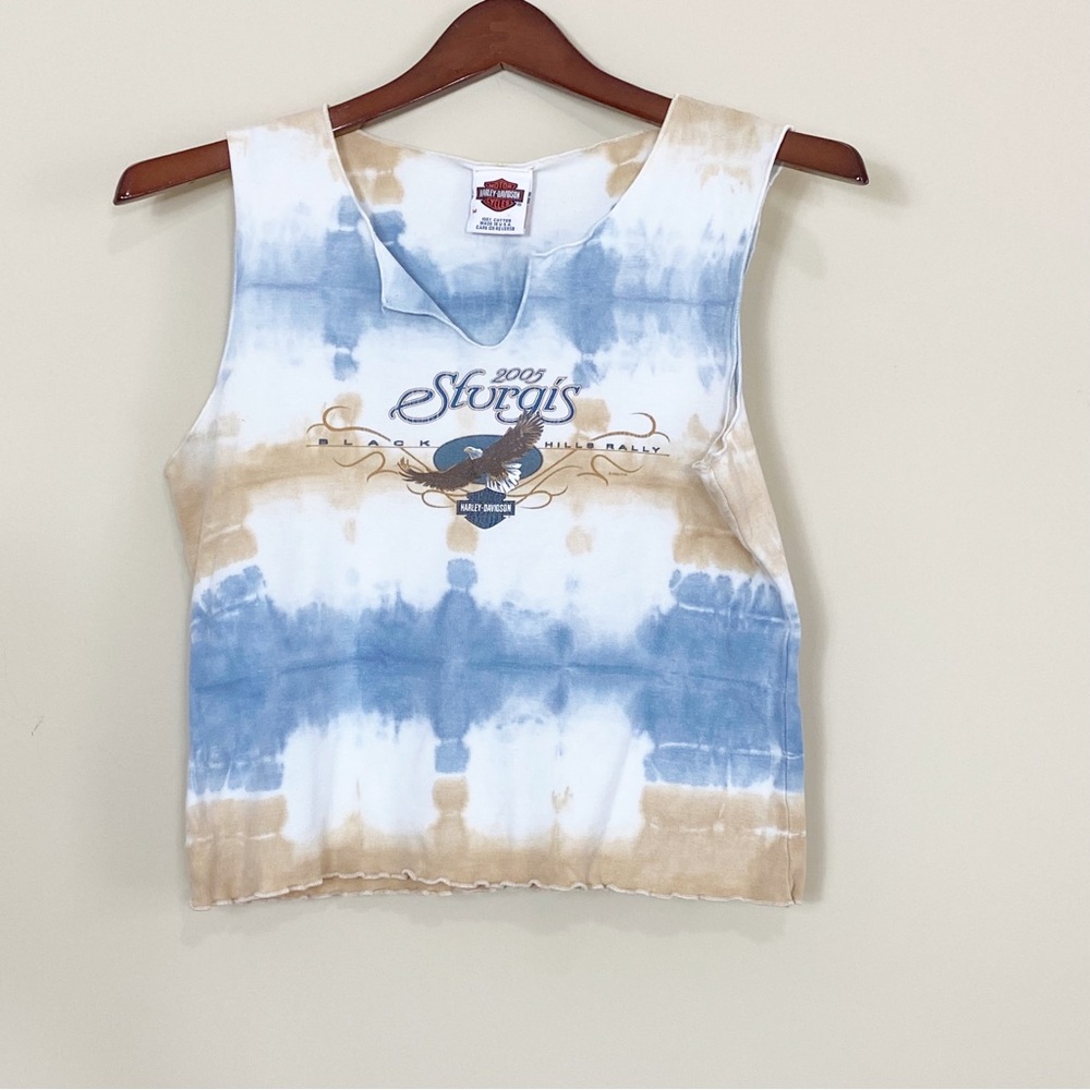 Harley Davidson Tie Dye Tank Top Sturgis 2005 Black Hills Rally Buffalo Chip M - Picture 1 of 8